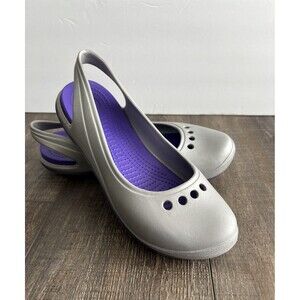 Crocs Skylar Tone Slingback Flat Slip On Shoes Women's Size 9 Gray Purple